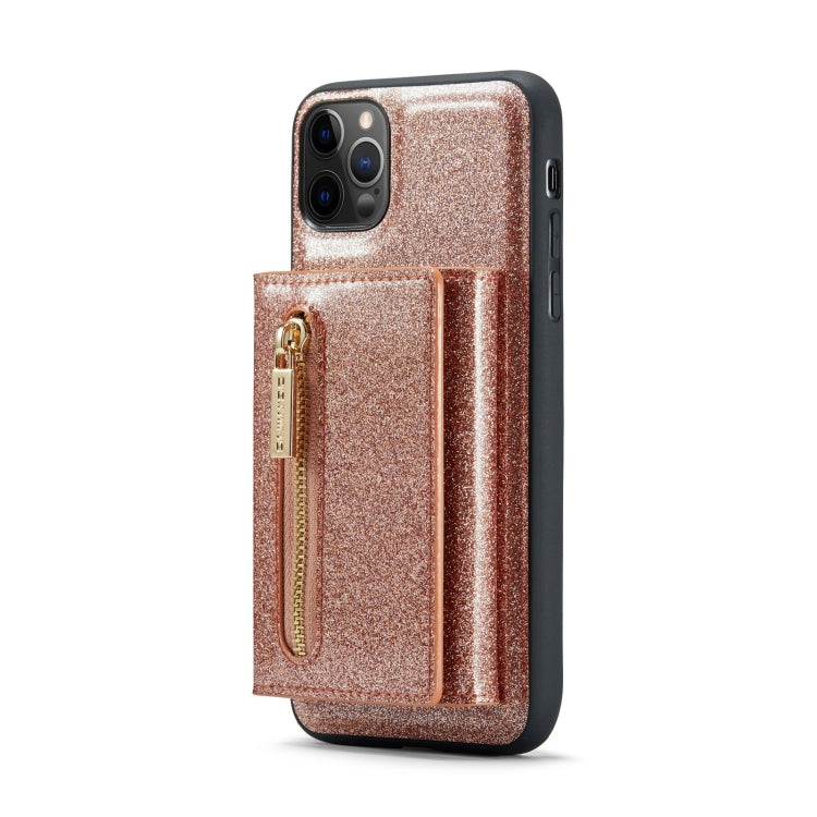 For iPhone 11 Pro Max DG.MING M3 Series Glitter Powder Card Bag Leather Case(Rose Gold) - iPhone 11 Pro Max Cases by DG.MING | Online Shopping UK | buy2fix