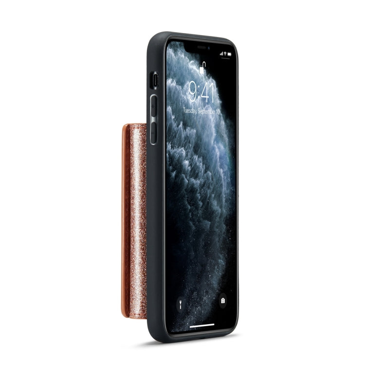 For iPhone 11 Pro Max DG.MING M3 Series Glitter Powder Card Bag Leather Case(Rose Gold) - iPhone 11 Pro Max Cases by DG.MING | Online Shopping UK | buy2fix