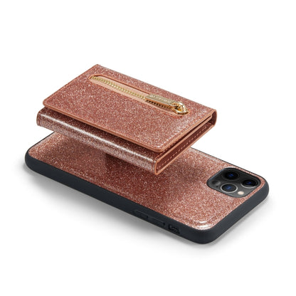 For iPhone 11 Pro Max DG.MING M3 Series Glitter Powder Card Bag Leather Case(Rose Gold) - iPhone 11 Pro Max Cases by DG.MING | Online Shopping UK | buy2fix