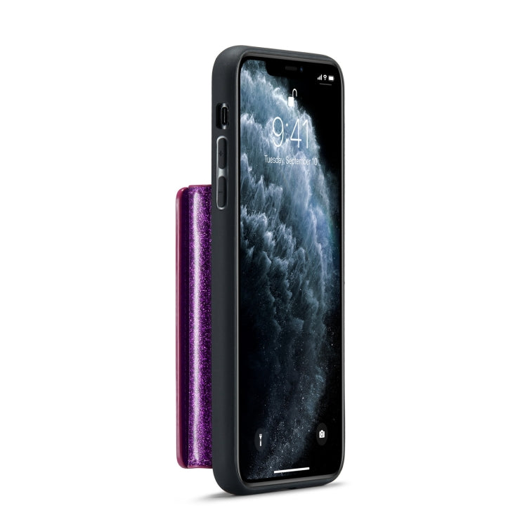 For iPhone 11 Pro Max DG.MING M3 Series Glitter Powder Card Bag Leather Case(Dark Purple) - iPhone 11 Pro Max Cases by DG.MING | Online Shopping UK | buy2fix