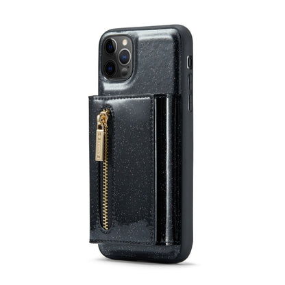 For iPhone 11 Pro DG.MING M3 Series Glitter Powder Card Bag Leather Case(Black) by DG.MING