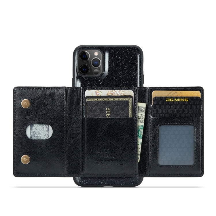 For iPhone 11 Pro DG.MING M3 Series Glitter Powder Card Bag Leather Case(Black) by DG.MING