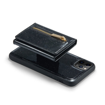 For iPhone 11 Pro DG.MING M3 Series Glitter Powder Card Bag Leather Case(Black) by DG.MING