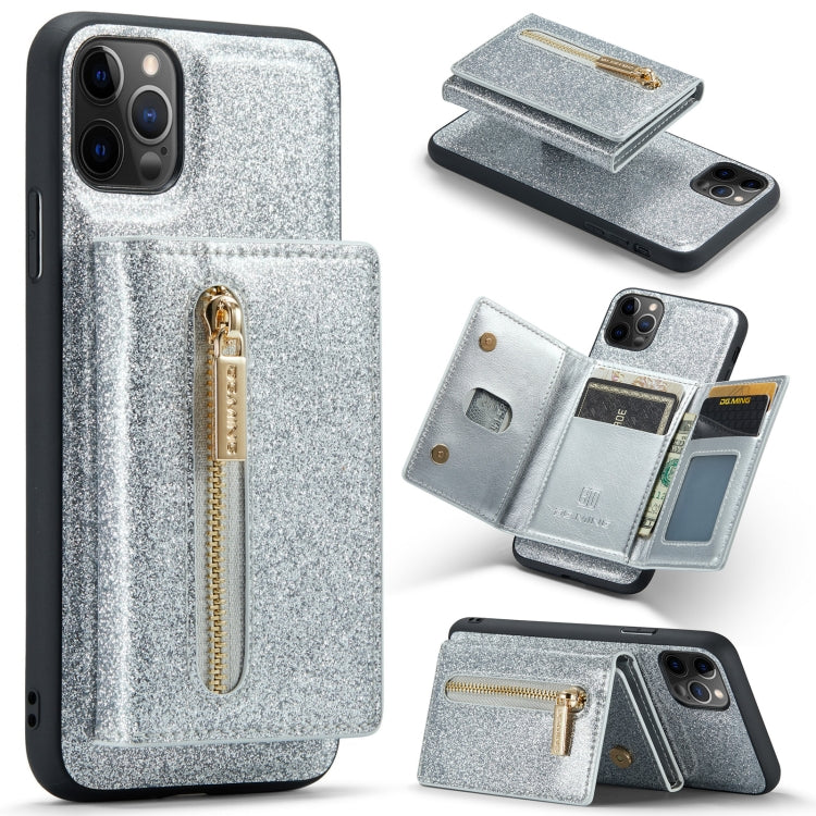 For iPhone 11 Pro DG.MING M3 Series Glitter Powder Card Bag Leather Case(Silver) by DG.MING