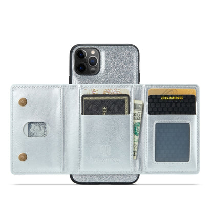 For iPhone 11 Pro DG.MING M3 Series Glitter Powder Card Bag Leather Case(Silver) by DG.MING