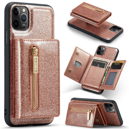 For iPhone 11 Pro DG.MING M3 Series Glitter Powder Card Bag Leather Case(Rose Gold) by DG.MING