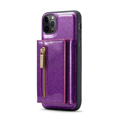 For iPhone 11 Pro DG.MING M3 Series Glitter Powder Card Bag Leather Case(Dark Purple) by DG.MING