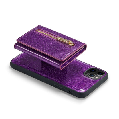 For iPhone 11 Pro DG.MING M3 Series Glitter Powder Card Bag Leather Case(Dark Purple) by DG.MING