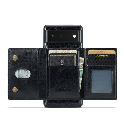 For Google Pixel 6 DG.MING M3 Series Glitter Powder Card Bag Leather Case(Black) by DG.MING