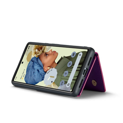 For Google Pixel 6 DG.MING M3 Series Glitter Powder Card Bag Leather Case(Dark Purple) by DG.MING