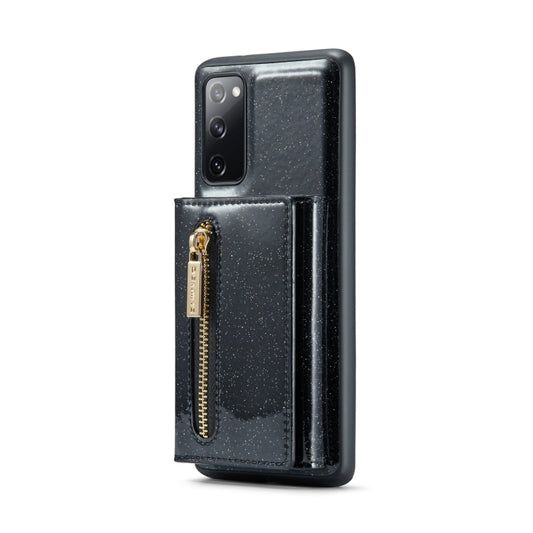For Samsung Galaxy S20 FE DG.MING M3 Series Glitter Powder Card Bag Leather Case(Black) by DG.MING
