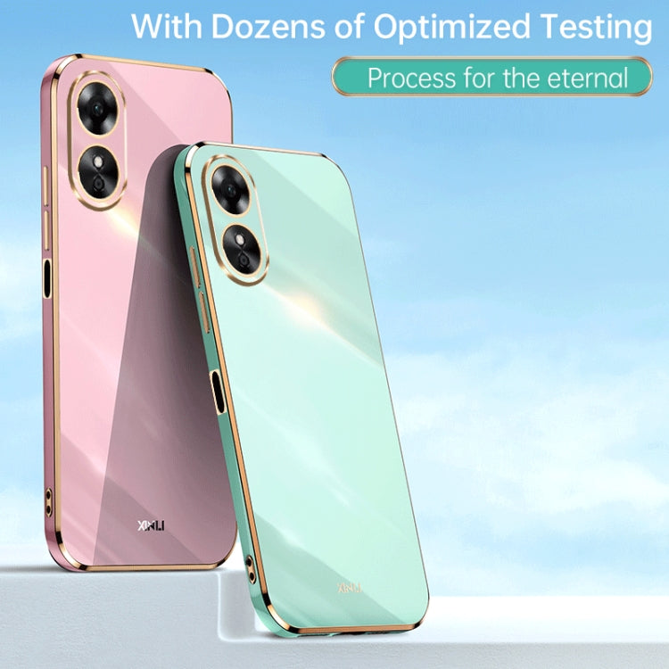 For OPPO A17 XINLI Straight 6D Plating Gold Edge TPU Phone Case(Black) - OPPO Cases by buy2fix | Online Shopping UK | buy2fix