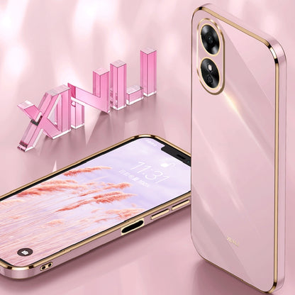 For OPPO A17 XINLI Straight 6D Plating Gold Edge TPU Phone Case(Black) - OPPO Cases by buy2fix | Online Shopping UK | buy2fix