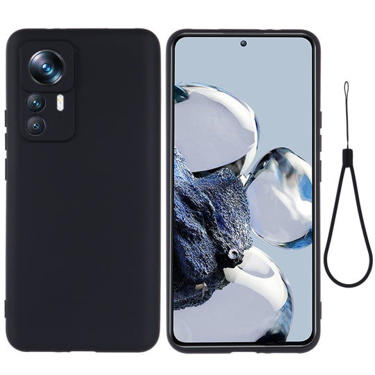 For Xiaomi 12T Pro Pure Color Liquid Silicone Shockproof Phone Case(Black)