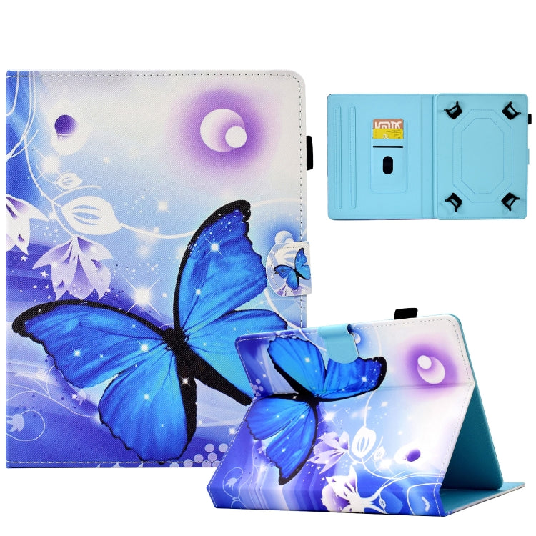 For 8 inch Tablet Electric Pressed TPU Leather Tablet Case(Blue Butterfly) - 8 inch by buy2fix | Online Shopping UK | buy2fix