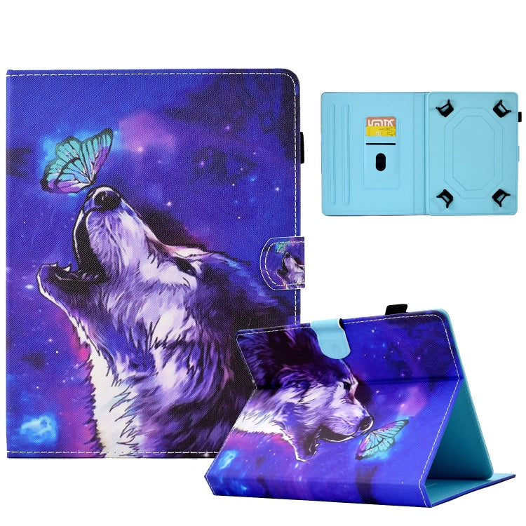 For 8 inch Tablet Electric Pressed TPU Leather Tablet Case(Butterfly Wolf) - 8 inch by buy2fix | Online Shopping UK | buy2fix