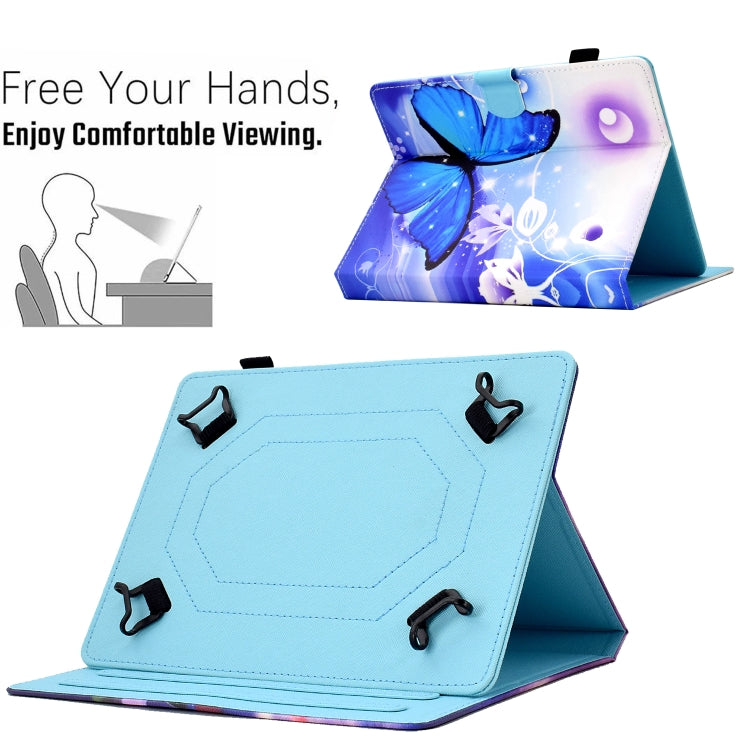 For 10 inch Tablet Electric Pressed TPU Leather Tablet Case(Blue Butterfly) - 10 - 11 inch by buy2fix | Online Shopping UK | buy2fix
