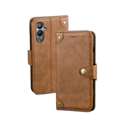 For Tecno Pova 4 idewei Retro Texture Leather Phone Case(Khaki) - Tecno Cases by idewei | Online Shopping UK | buy2fix