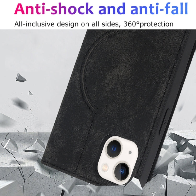 For iPhone 14 Plus Wireless Charging Magsafe Leather Phone Case(Black) by buy2fix