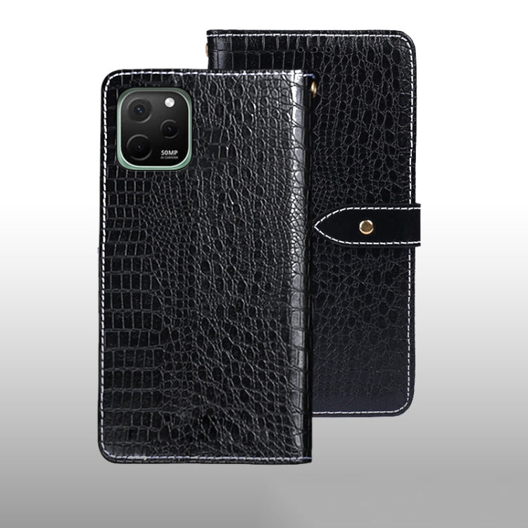 For Huawei nova Y61 4G idewei Crocodile Texture Leather Phone Case(Black) - Huawei Cases by idewei | Online Shopping UK | buy2fix