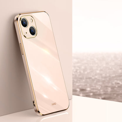 For iPhone 13 mini XINLI Straight Edge 6D Electroplate TPU Phone Case(Pink) - iPhone 13 mini Cases by XINLI | Online Shopping UK | buy2fix