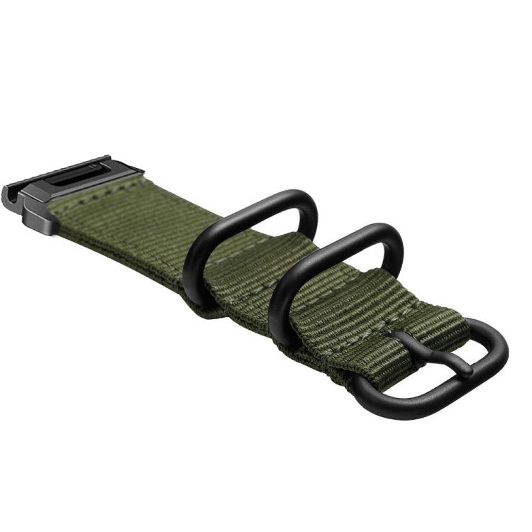 For Garmin Fenix 7X Three-ring Steel Buckle Nylon Watch Band(Black) by buy2fix