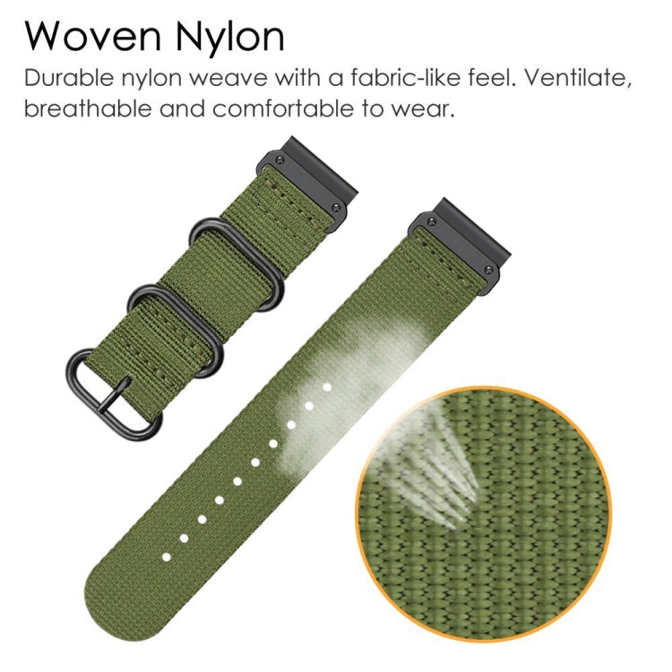 For Garmin Fenix 7X Three-ring Steel Buckle Nylon Watch Band(Black) by buy2fix