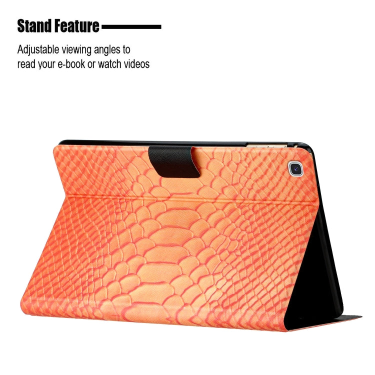 For Samsung Galaxy Tab A7 10.4 2020 Solid Color Crocodile Texture Leather Smart Tablet Case(Orange) by buy2fix