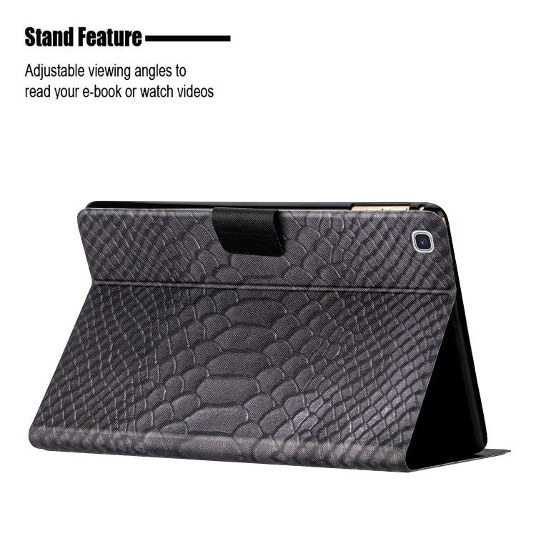 For Samsung Galaxy Tab A7 Lite Solid Color Crocodile Texture Leather Smart Tablet Case(Black) by buy2fix