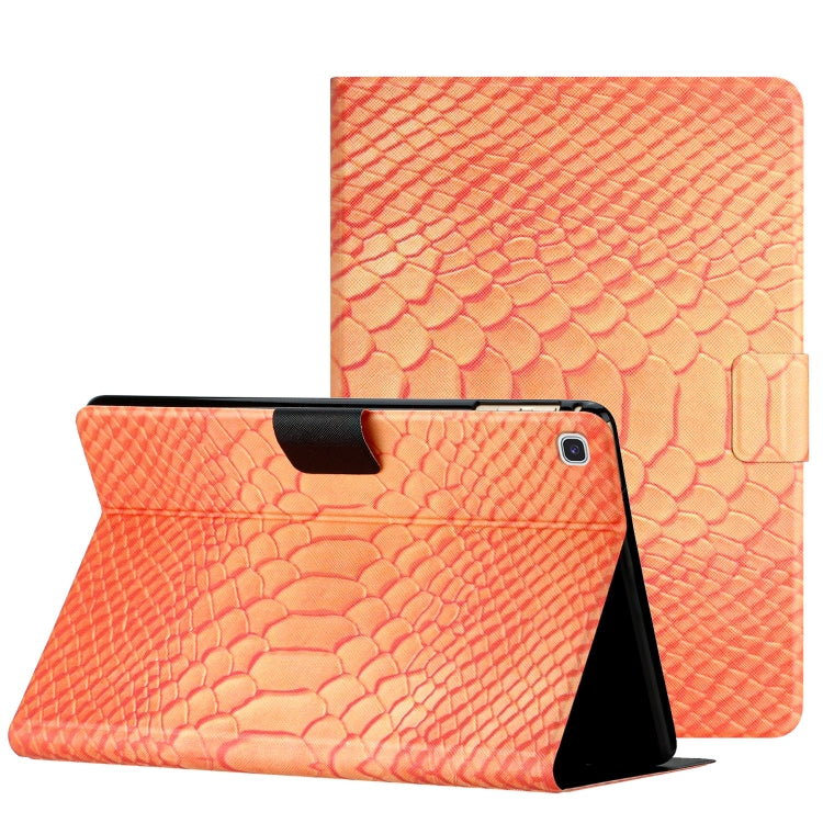 For Samsung Galaxy Tab A7 Lite Solid Color Crocodile Texture Leather Smart Tablet Case(Orange) by buy2fix