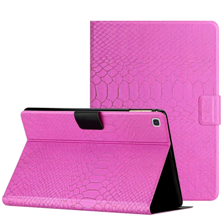 For Samsung Galaxy Tab A7 Lite Solid Color Crocodile Texture Leather Smart Tablet Case(Rose Red) by buy2fix