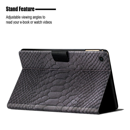For Samsung Galaxy Tab A8 Solid Color Crocodile Texture Leather Smart Tablet Case(Black) by buy2fix