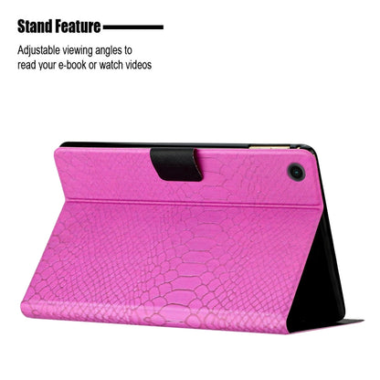 For Samsung Galaxy Tab A8 Solid Color Crocodile Texture Leather Smart Tablet Case(Rose Red) by buy2fix
