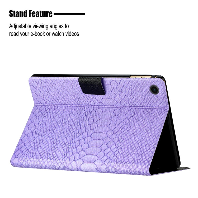 For Samsung Galaxy Tab A8 Solid Color Crocodile Texture Leather Smart Tablet Case(Purple) by buy2fix