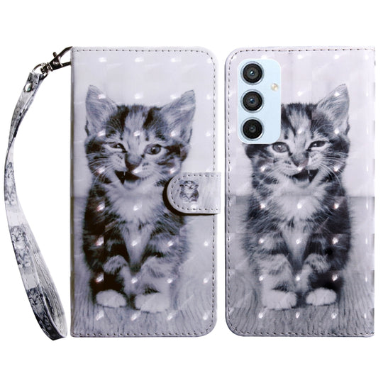 For Samsung Galaxy A54 5G 3D Painted Leather Phone Case(Smile Cat)