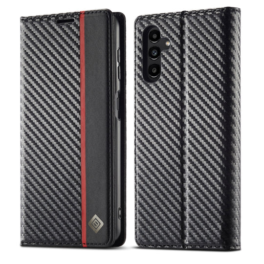 For Samsung Galaxy A54 5G LC.IMEEKE Carbon Fiber Leather Phone Case(Vertical Black)
