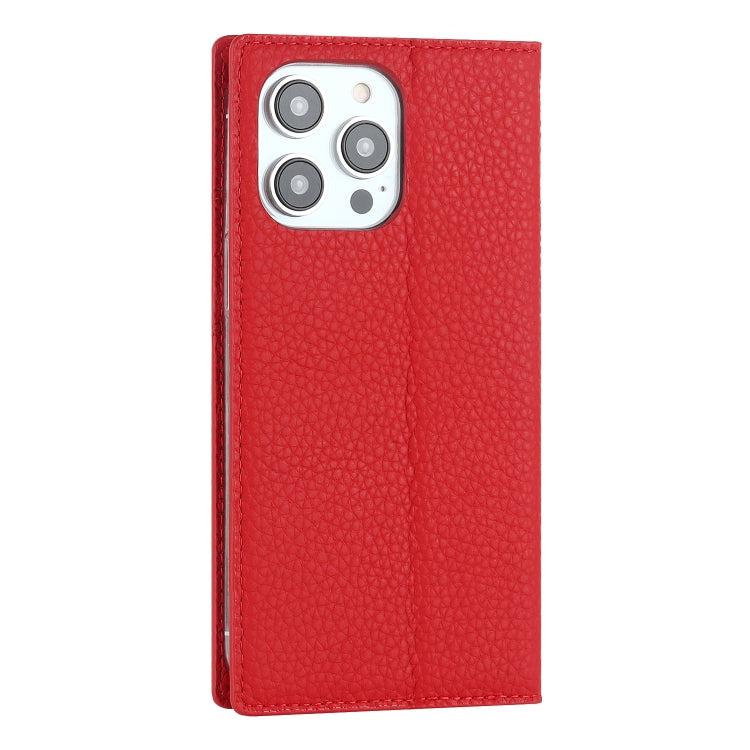 For iPhone 14 Pro Max Litchi Texture Genuine Leather Phone Case(Red) - iPhone 14 Pro Max Cases by buy2fix | Online Shopping UK | buy2fix