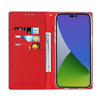 For iPhone 14 Pro Max Litchi Texture Genuine Leather Phone Case(Red) - iPhone 14 Pro Max Cases by buy2fix | Online Shopping UK | buy2fix