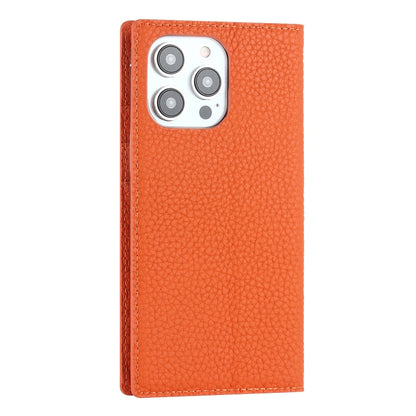 For iPhone 14 Pro Max Litchi Texture Genuine Leather Phone Case(Orange) - iPhone 14 Pro Max Cases by buy2fix | Online Shopping UK | buy2fix