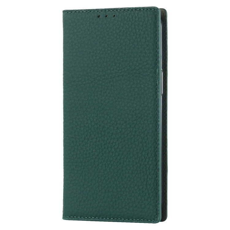 For iPhone 14 Pro Max Litchi Texture Genuine Leather Phone Case(Dark Green) - iPhone 14 Pro Max Cases by buy2fix | Online Shopping UK | buy2fix