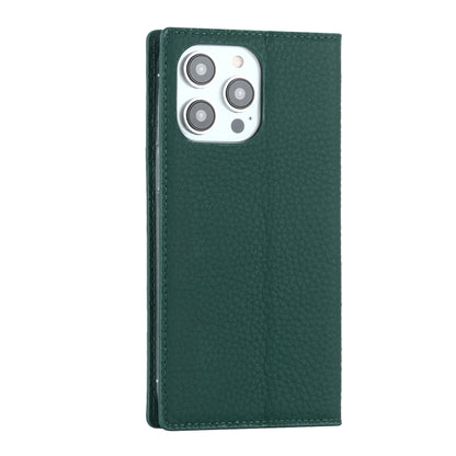 For iPhone 14 Pro Max Litchi Texture Genuine Leather Phone Case(Dark Green) - iPhone 14 Pro Max Cases by buy2fix | Online Shopping UK | buy2fix