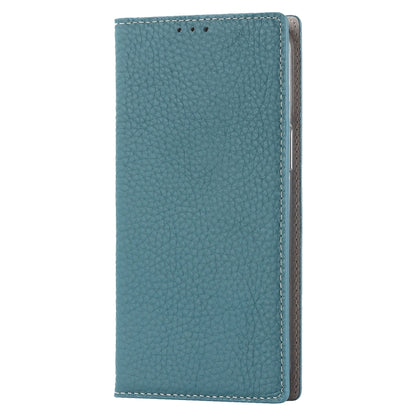 For iPhone 14 Pro Max Litchi Texture Genuine Leather Phone Case(Sky Blue) - iPhone 14 Pro Max Cases by buy2fix | Online Shopping UK | buy2fix