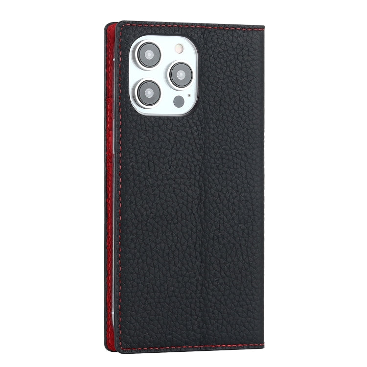 For iPhone 14 Pro Litchi Texture Genuine Leather Phone Case(Black) - iPhone 14 Pro Cases by buy2fix | Online Shopping UK | buy2fix