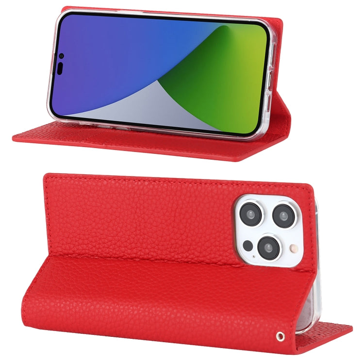 For iPhone 14 Pro Litchi Texture Genuine Leather Phone Case(Red) - iPhone 14 Pro Cases by buy2fix | Online Shopping UK | buy2fix