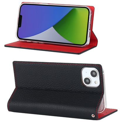 For iPhone 14 Plus Litchi Texture Genuine Leather Phone Case(Black) - iPhone 14 Plus Cases by buy2fix | Online Shopping UK | buy2fix