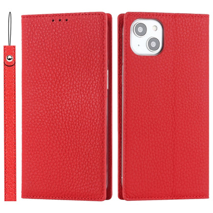 For iPhone 14 Plus Litchi Texture Genuine Leather Phone Case(Red) - iPhone 14 Plus Cases by buy2fix | Online Shopping UK | buy2fix