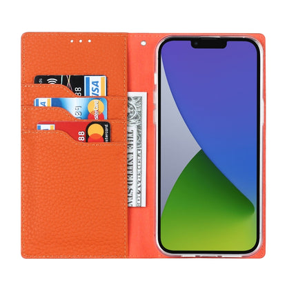 For iPhone 14 Plus Litchi Texture Genuine Leather Phone Case(Dark Blue) - iPhone 14 Plus Cases by buy2fix | Online Shopping UK | buy2fix