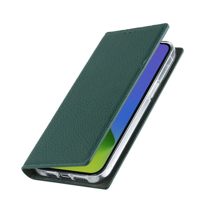 For iPhone 14 Plus Litchi Texture Genuine Leather Phone Case(Dark Green) - iPhone 14 Plus Cases by buy2fix | Online Shopping UK | buy2fix