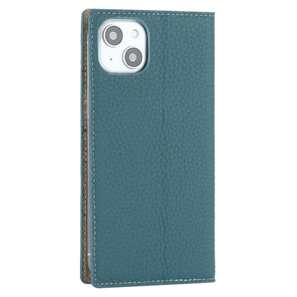 For iPhone 14 Plus Litchi Texture Genuine Leather Phone Case(Sky Blue) - iPhone 14 Plus Cases by buy2fix | Online Shopping UK | buy2fix