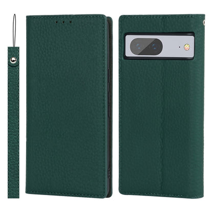 For Google Pixel 7 5G Litchi Texture Genuine Leather Phone Case(Dark Green) - Google Cases by buy2fix | Online Shopping UK | buy2fix